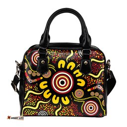 Indigenous Australian Aboriginal Dreaming In Firelight Shoulder Handbag