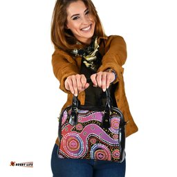 Indigenous Australian Aboriginal Aboriginal Background Featuring Dot Design Shoulder Handbag
