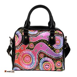 Indigenous Australian Aboriginal Aboriginal Background Featuring Dot Design Shoulder Handbag