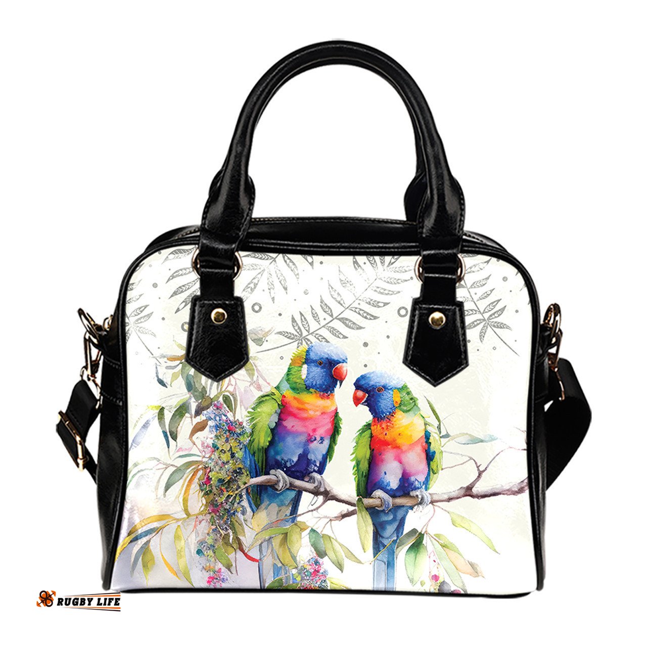 Indigenous Australian Aboriginal Rainbow Lorikeets Birds Art Shoulder Handbag