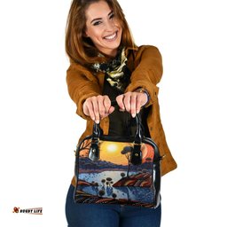 Indigenous Australian Aboriginal Aboriginal River In Circle and Dot Painting Shoulder Handbag