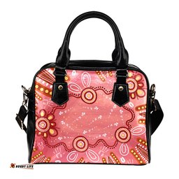 Indigenous Australian Aboriginal Pink Aboriginal Dot Art Background Shoulder Handbag