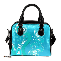 Indigenous Australian Aboriginal Indigenous Dot Turtles In The Ocean Turquoise Shoulder Handbag