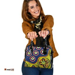 Indigenous Australian Aboriginal A Bright And Colorful Background With Aboriginal Inspired Dot Art Shoulder Handbag