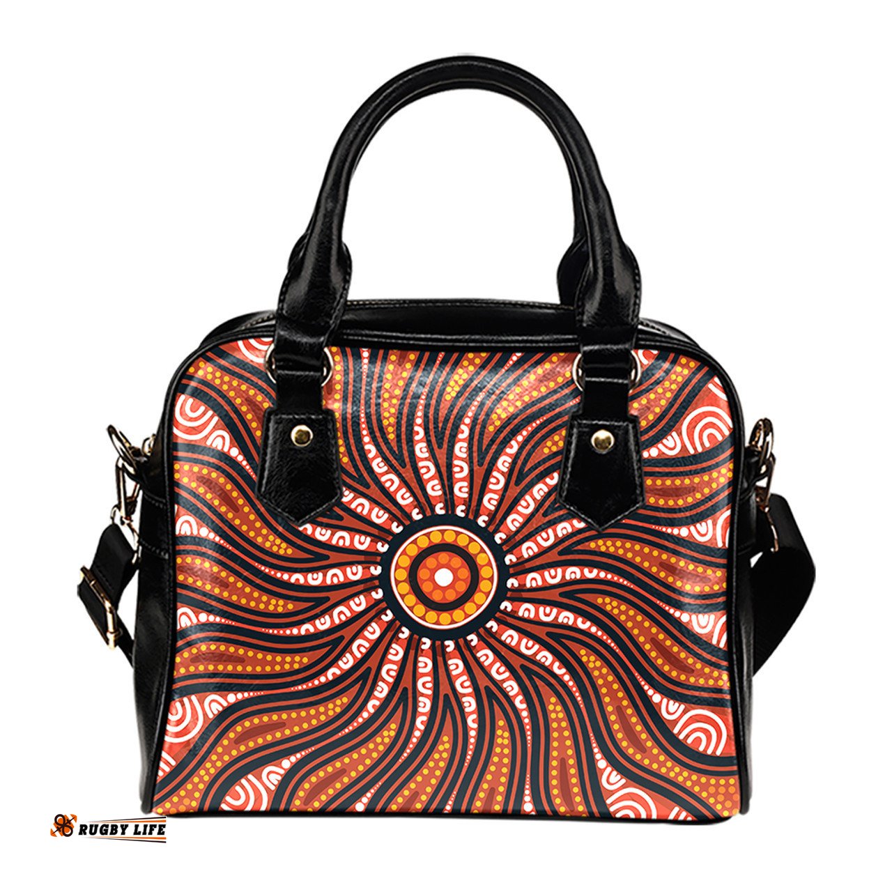 Indigenous Australian Aboriginal Desert Sunburst Shoulder Handbag