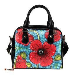 Indigenous Australian Aboriginal Red Bloom Over Dreaming Sky Shoulder Handbag