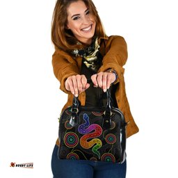 Indigenous Australian Aboriginal Indigenous Dreaming Rainbow Serpent Inspired Shoulder Handbag