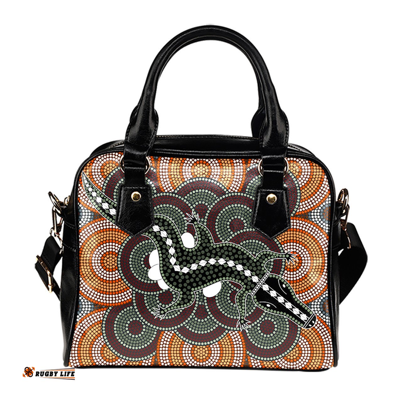 Indigenous Australian Aboriginal Crocodile Dreaming Spirit Shoulder Handbag
