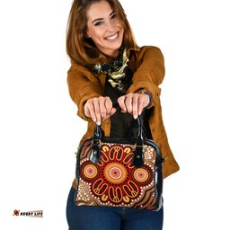 Indigenous Australian Aboriginal Red Ochre Rivers Flow through Dreamtime Echoes Shoulder Handbag