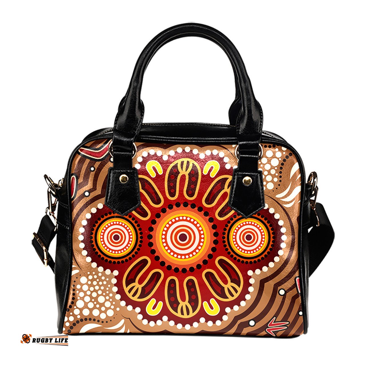 Indigenous Australian Aboriginal Red Ochre Rivers Flow through Dreamtime Echoes Shoulder Handbag