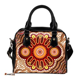 Indigenous Australian Aboriginal Red Ochre Rivers Flow through Dreamtime Echoes Shoulder Handbag