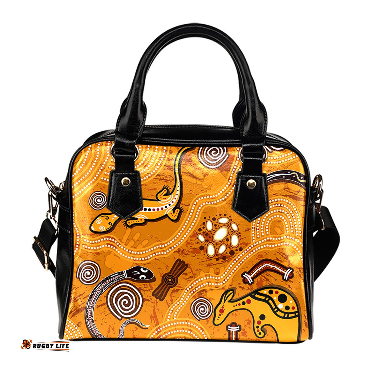 Indigenous Australian Aboriginal Aboriginal Animal Tracks Across Desert Songlines Shoulder Handbag