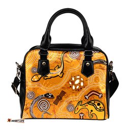 Indigenous Australian Aboriginal Aboriginal Animal Tracks Across Desert Songlines Shoulder Handbag