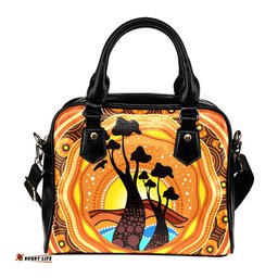 Indigenous Australian Aboriginal Sunrise Over Baobab Country Shoulder Handbag