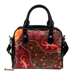 Indigenous Australian Aboriginal Desert Gecko Tracks On Red Earth Dreaming Path Shoulder Handbag