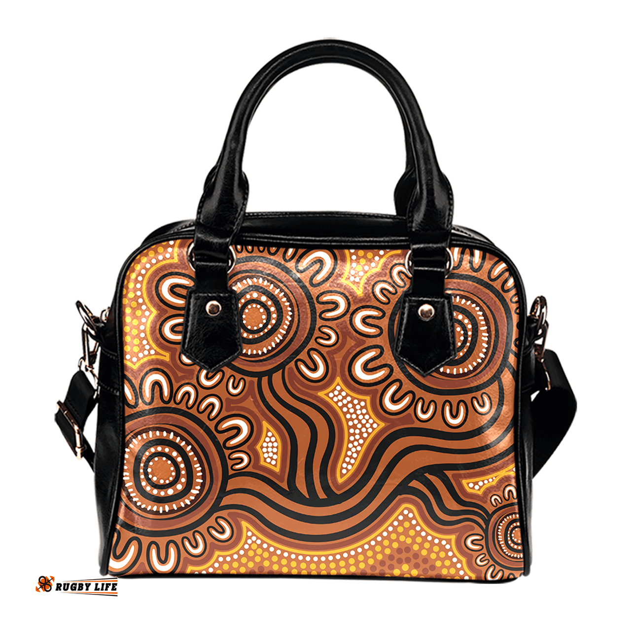 Indigenous Australian Aboriginal Dot Patterns From Indigenous Australian Culture Brown Shoulder Handbag