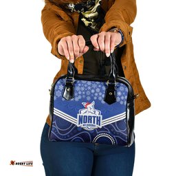 Custom North Melbourne Football Christmas Shoulder Handbag Merry Xmas 2023 Mix Aboriginal Art