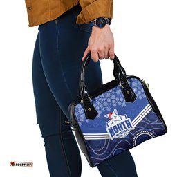 Custom North Melbourne Football Christmas Shoulder Handbag Merry Xmas 2023 Mix Aboriginal Art