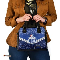 Custom North Melbourne Football Christmas Shoulder Handbag Merry Xmas 2023 Mix Aboriginal Art