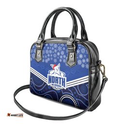 Custom North Melbourne Football Christmas Shoulder Handbag Merry Xmas 2023 Mix Aboriginal Art