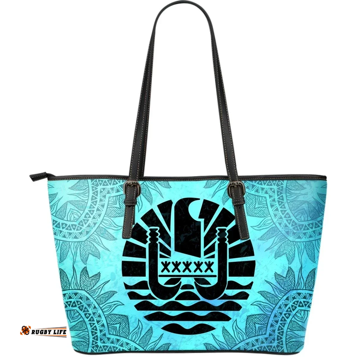 Tahiti Turquoise Large Leather Tote Bag A20