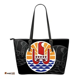 French Polynesia Leather Tote Bag (Small Size) A7