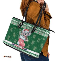 Aussie Koala Leather Tote Bag Merry Christmas