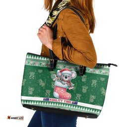 Aussie Koala Leather Tote Bag Merry Christmas