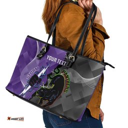 Personalised Storm And Panthers Rugby 2024 Leather Tote Bag Go Champions Grand Final Dynamic Style