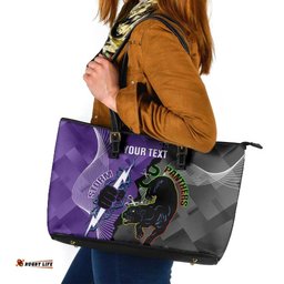 Personalised Storm And Panthers Rugby 2024 Leather Tote Bag Go Champions Grand Final Dynamic Style