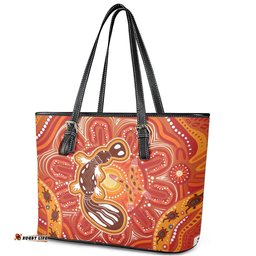 Aboriginal Goanna Art Leather Tote Bag Native Australian Animals