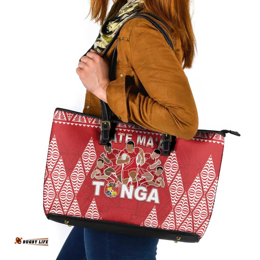 Tonga Rugby Leather Tote Bag Tonga Mate Ma'a Take The Lead