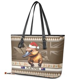 Aussie Platypus Leather Tote Bag Merry Christmas