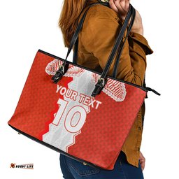 Custom Tonga Rugby Leather Tote Bag Ikale Tahi Ngatu Tribal Pattern