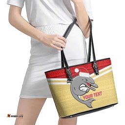 NRL Dolphins Mascot Christmas Personalised Leather Tote Bag God Style