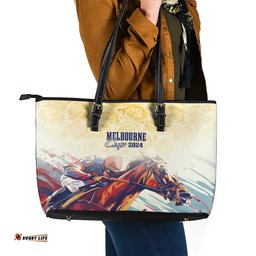 Melbourne Horse Racing Leather Tote Bag Yellow Rose Champion