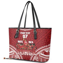 Personalized Mate Maa Tonga Rugby Leather Tote Bag Ofa Atu Tonga