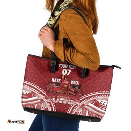 Personalized Mate Maa Tonga Rugby Leather Tote Bag Ofa Atu Tonga