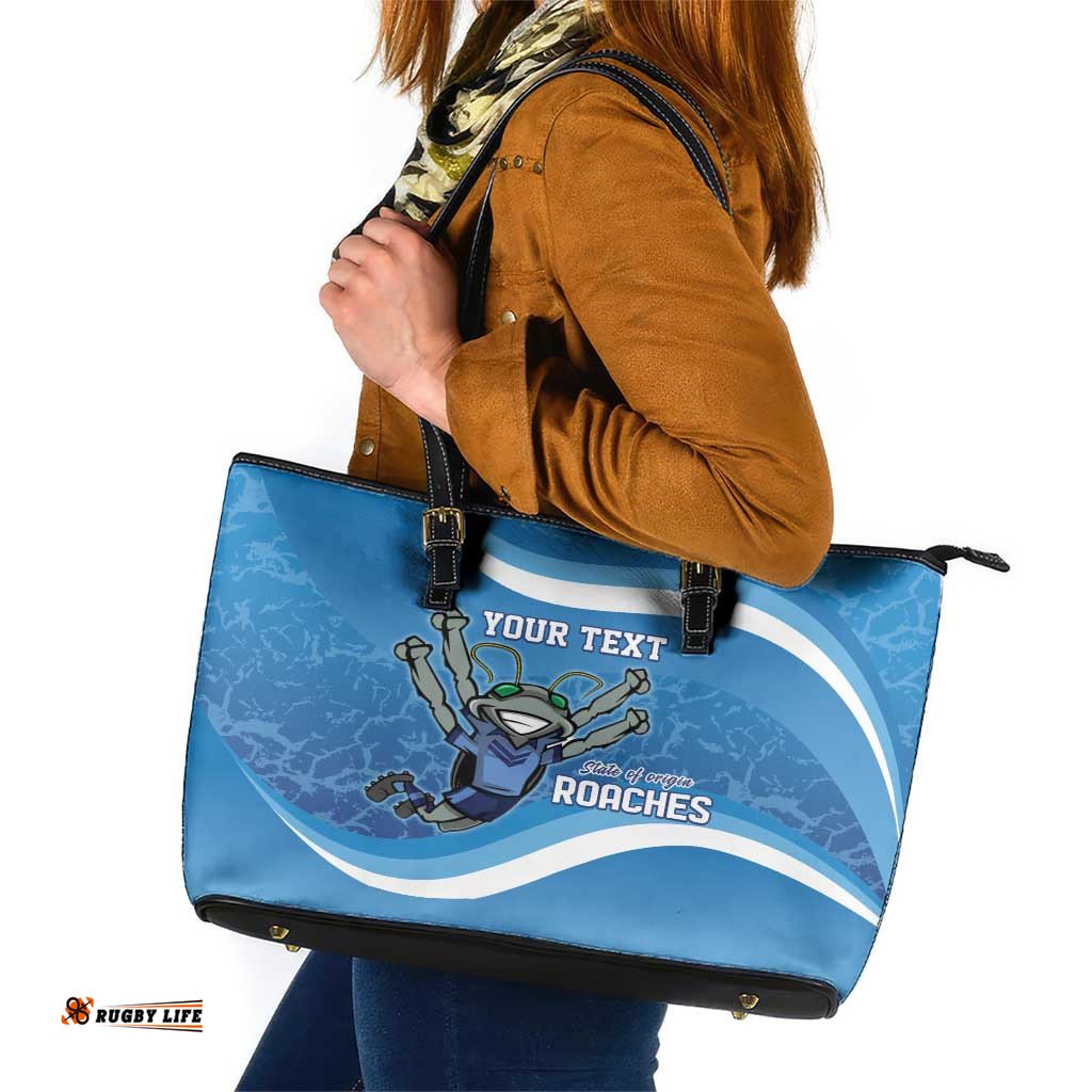 Custom NSW Cockroaches Blues Leather Tote Bag New South Wales Origin No2