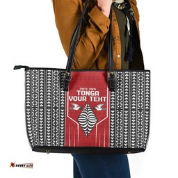 Custom Tonga Rugby Leather Tote Bag Mate Maa Kupesi Style