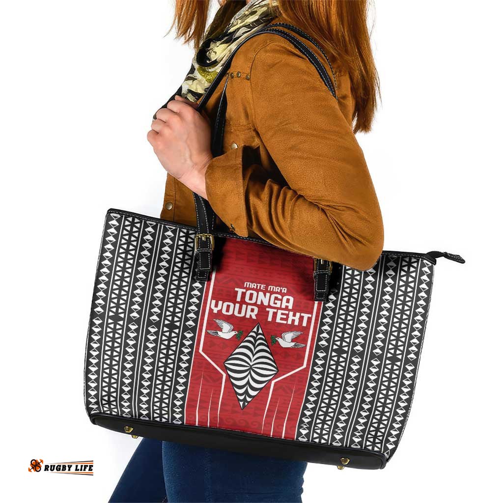 Custom Tonga Rugby Leather Tote Bag Mate Maa Kupesi Style