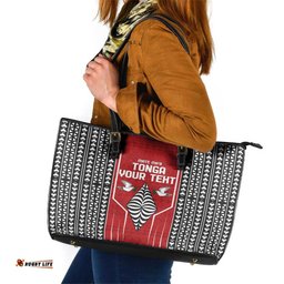 Custom Tonga Rugby Leather Tote Bag Mate Maa Kupesi Style