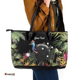 Personalised Australia Cassowary Leather Tote Bag Dinosaur Bird - Rainforest Vibes