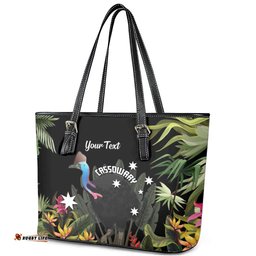 Personalised Australia Cassowary Leather Tote Bag Dinosaur Bird - Rainforest Vibes