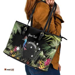 Personalised Australia Cassowary Leather Tote Bag Dinosaur Bird - Rainforest Vibes