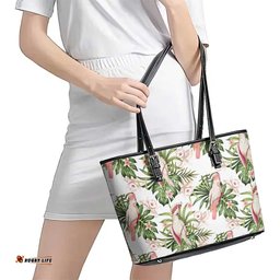 Australia Pink Cockatoo Leather Tote Bag Aussie Orchids - Seamless Pattern