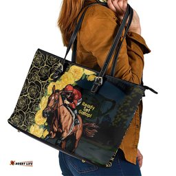 Melbourne Horse Racing Leather Tote Bag Yellow Roses - Ready Set Gallop!