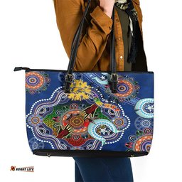 Custom NAIDOC Week 2024 West Coast Eagles Leather Tote Bag Australia Aboriginal Dot Painting