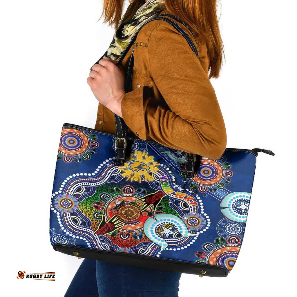 Custom NAIDOC Week 2024 West Coast Eagles Leather Tote Bag Australia Aboriginal Dot Painting
