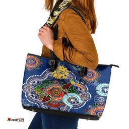 Custom NAIDOC Week 2024 West Coast Eagles Leather Tote Bag Australia Aboriginal Dot Painting